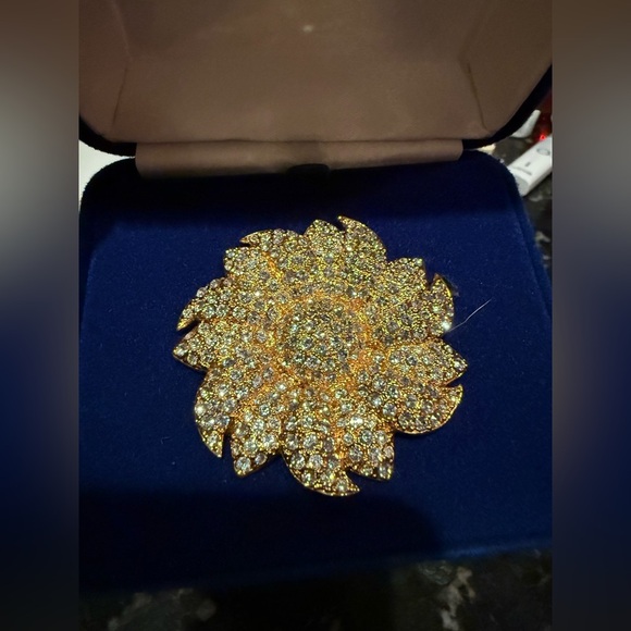 Vintage Camrose & Kross JBK Pave Flower Brooch – New in Box w/ COA